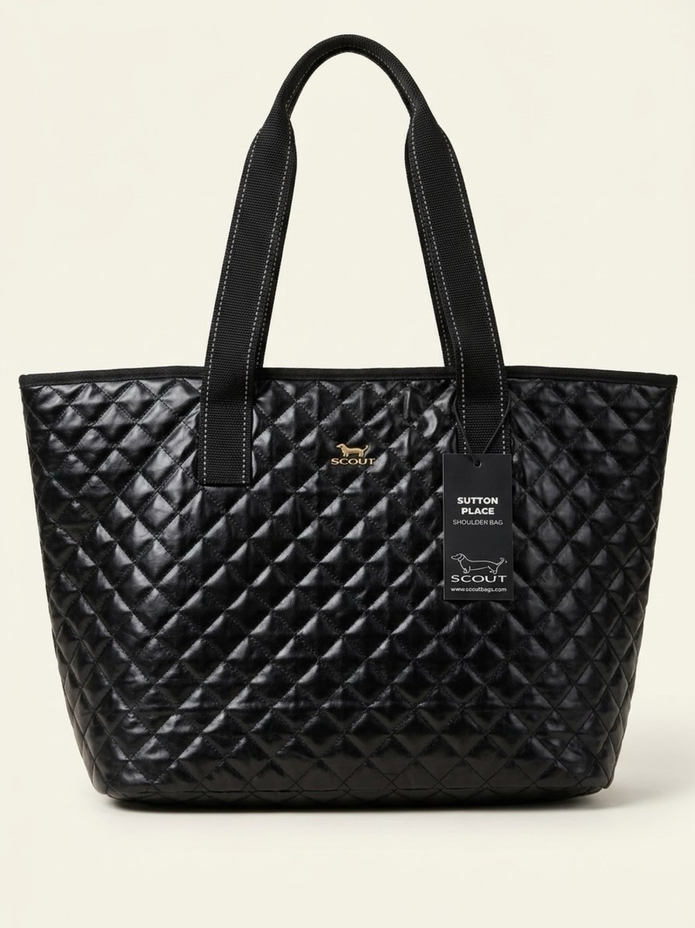 NWT SCOUT Sutton Place Quilted Black Shoulder Bag Tote